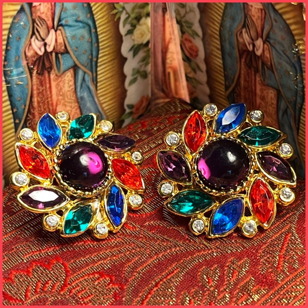 Multicolored Rhinestone Earrings